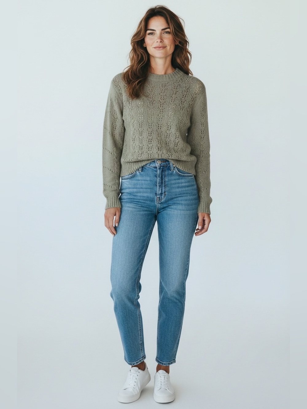 English Factory Revolve NWT Eyelet Fuzzy Wool Knit Sweater. Gray. Size Small